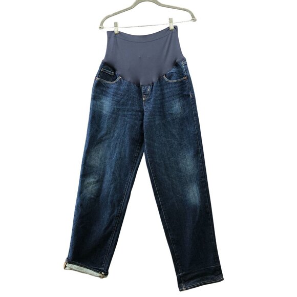 Old Navy OG Loose Maternity Jeans Womens 10 Long 10 Tall Blue Dark Wash - Picture 1 of 10